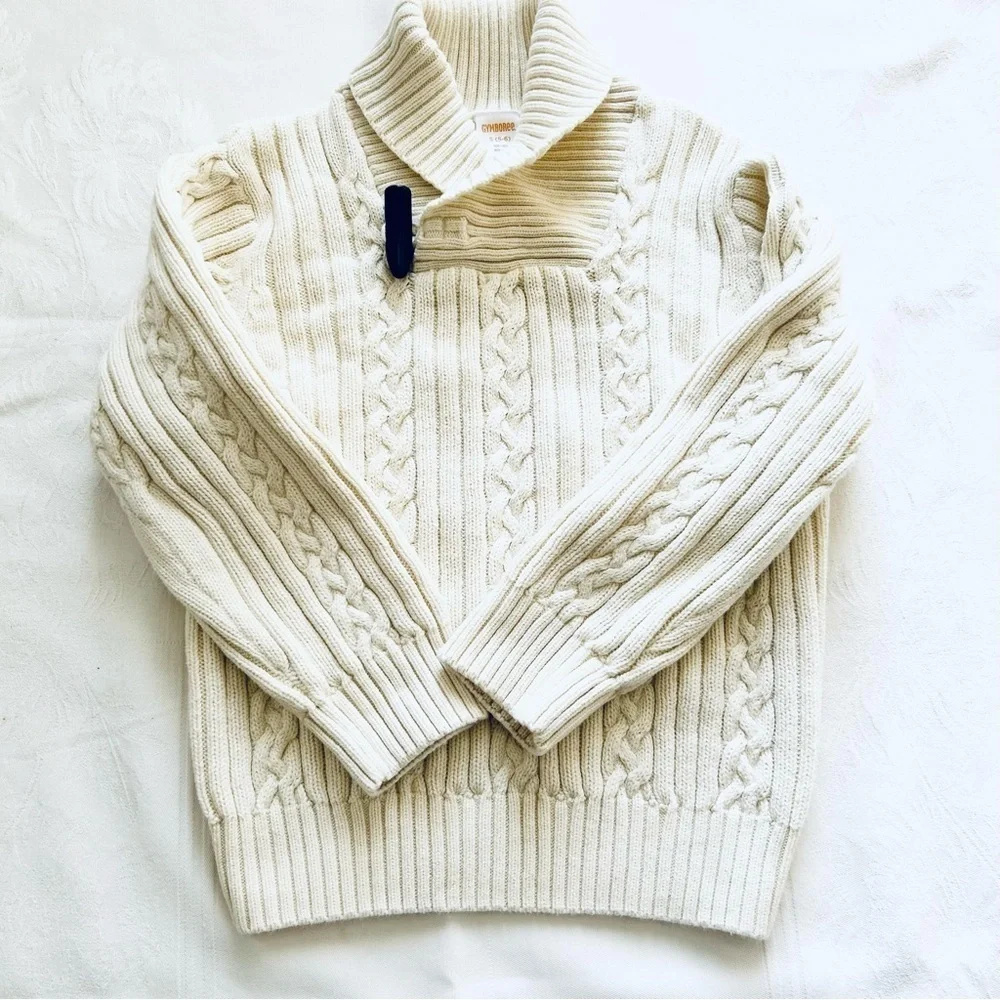 GYMBOREE Shawl Neck Fisherman Cable Knit Sweater with Toggle